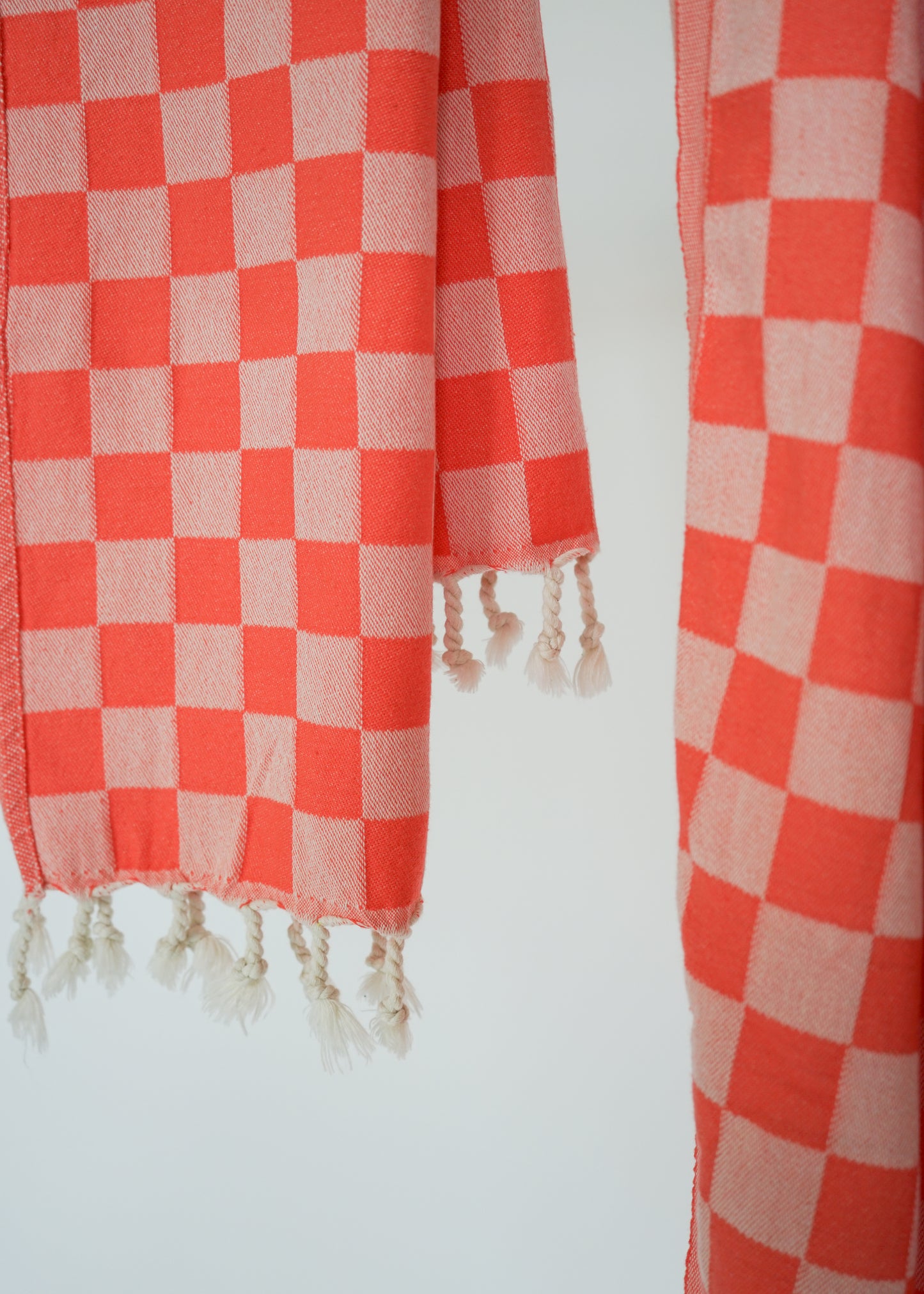 CHECK TURKISH TOWEL / CORAL