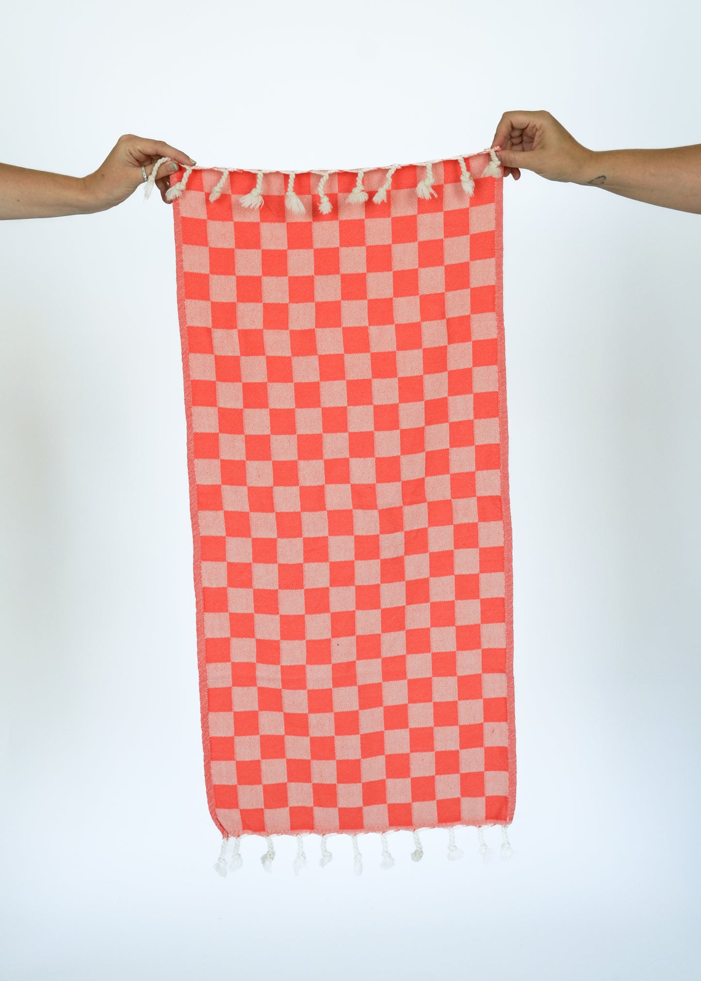 CHECK TURKISH TOWEL / CORAL