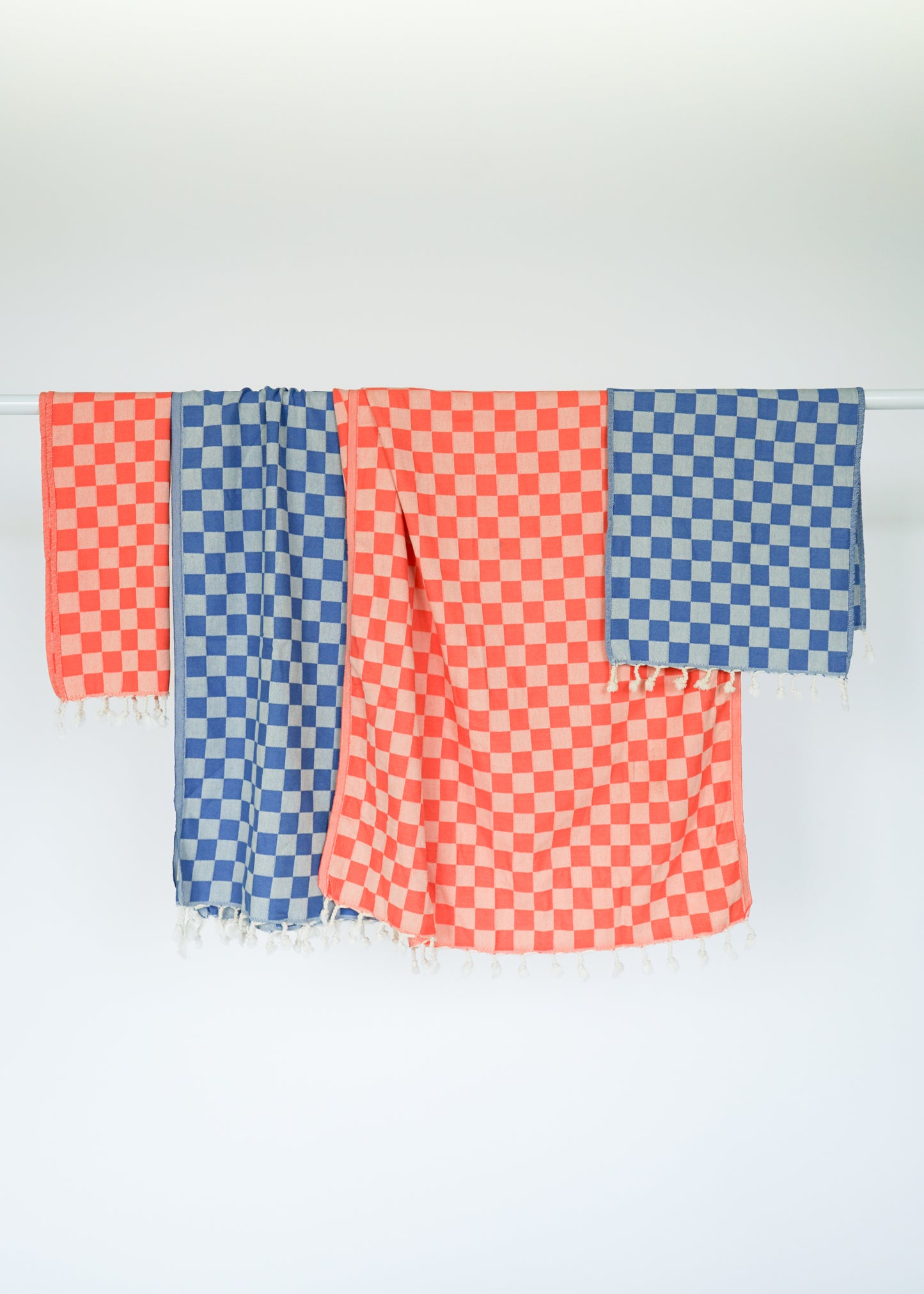 CHECK TURKISH TOWEL / CORAL