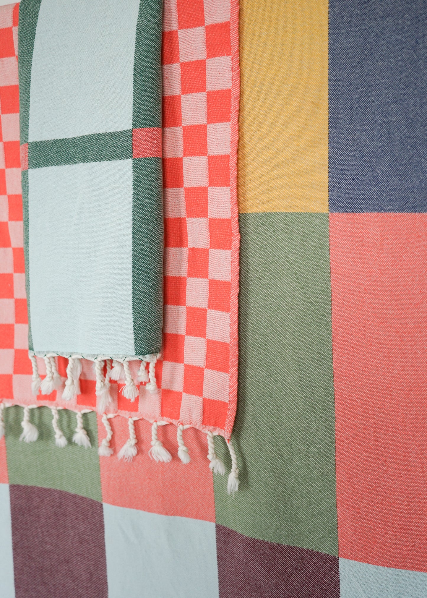 CHECK TURKISH TOWEL / CORAL