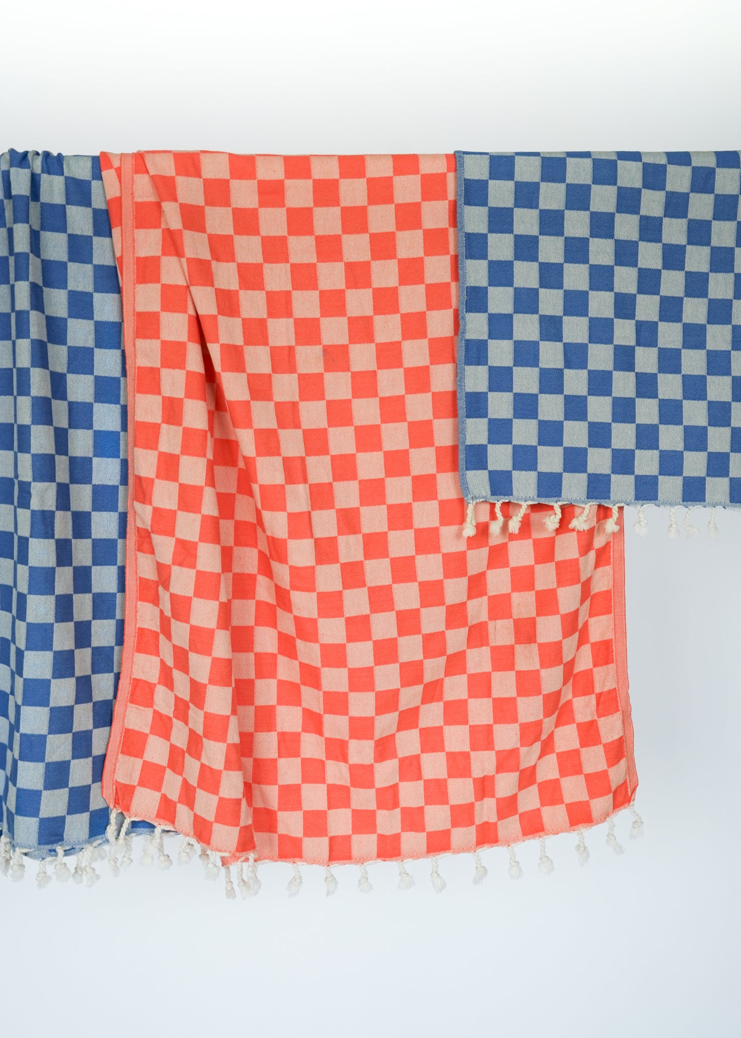 CHECK TURKISH TOWEL / CORAL