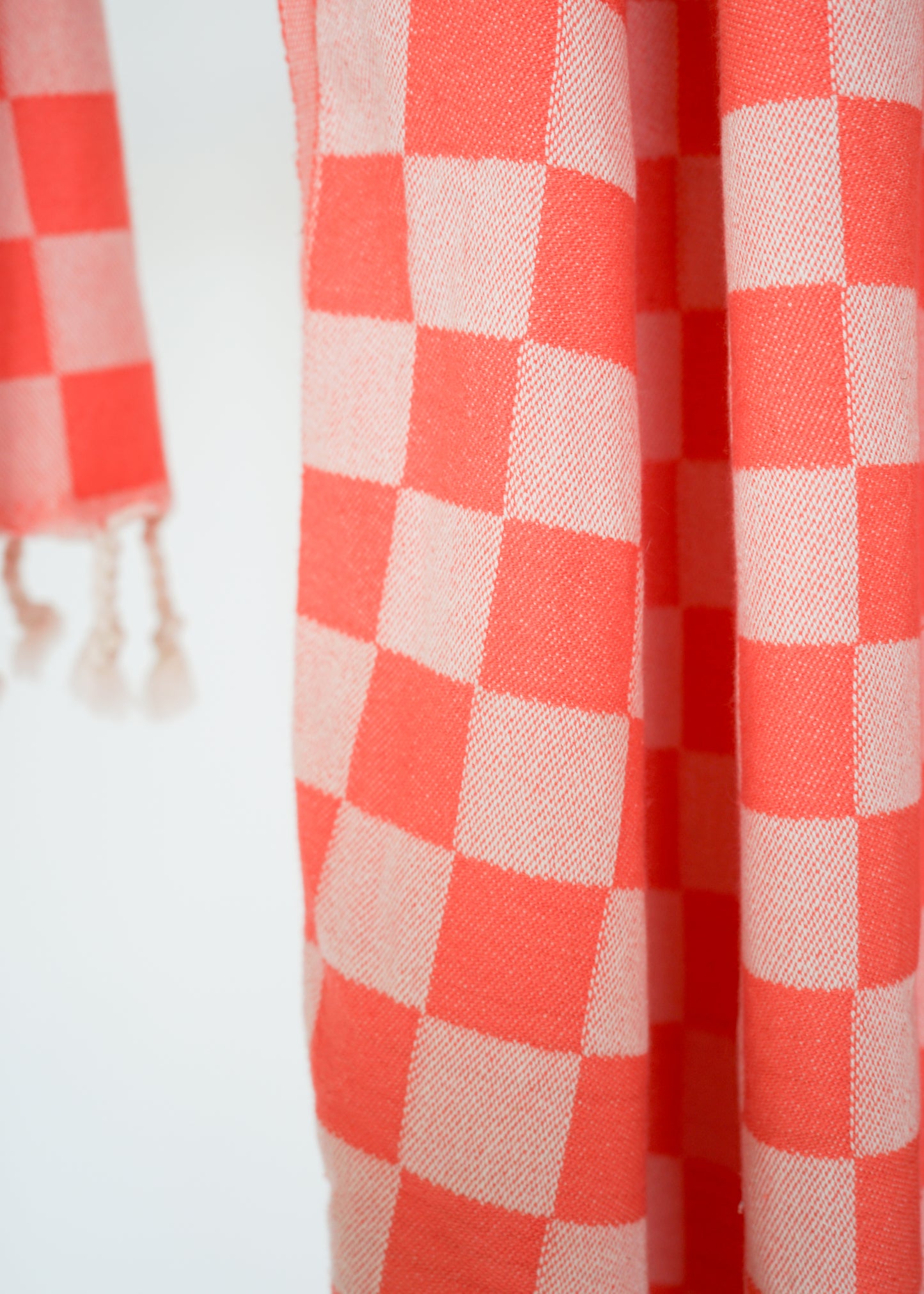 CHECK TURKISH TOWEL / CORAL
