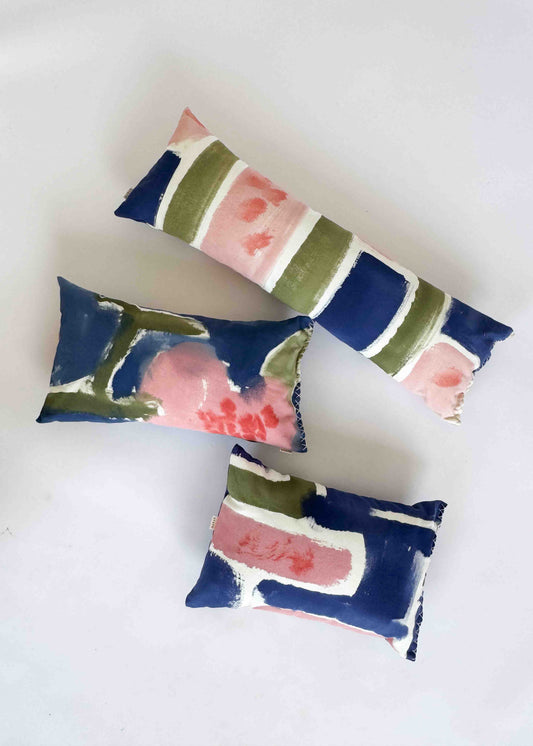 BOLSTER CLOUD CUSHION / PAINTED FLOWERS
