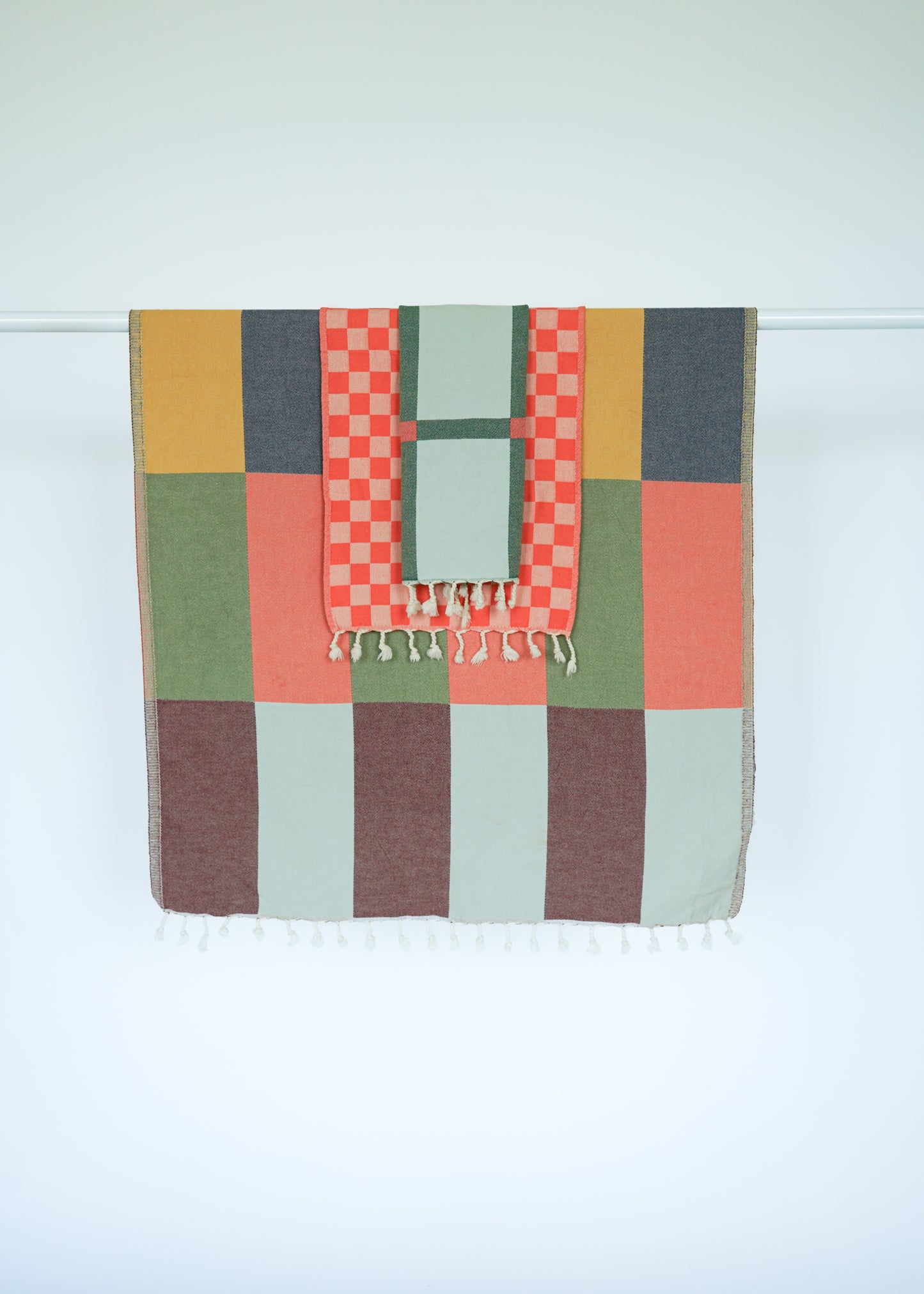 CHECK TURKISH TOWEL / CORAL