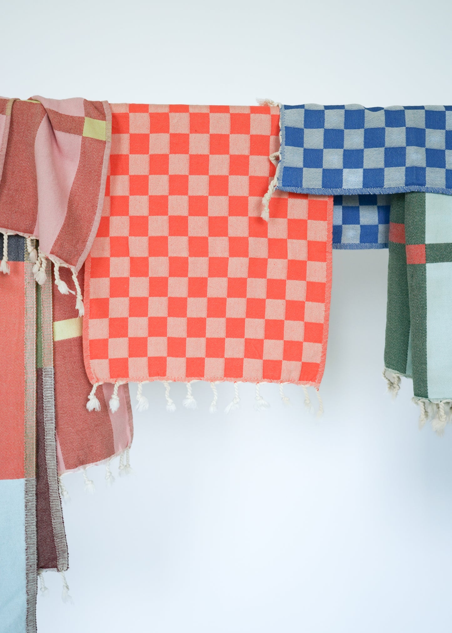 CHECK TURKISH TOWEL / CORAL