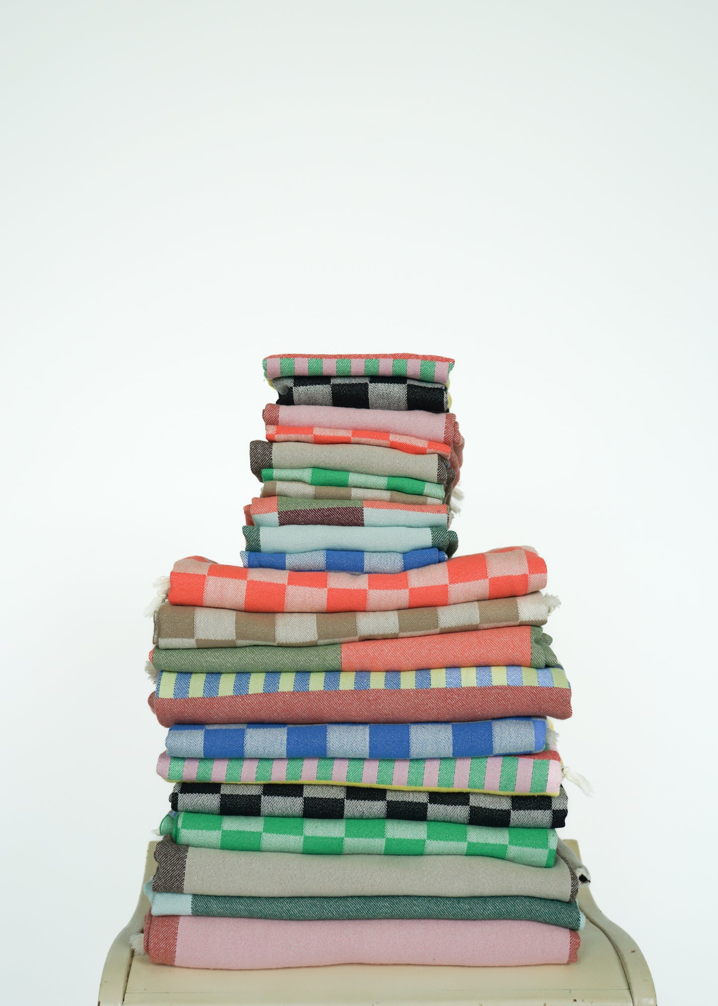 CHECK TURKISH TOWEL / CORAL
